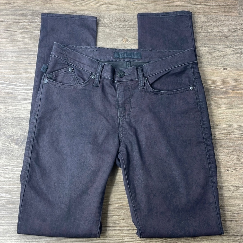 Rock & Republic Mid Rise Berlin Black Wash Purple Skinny Jeans, size 6